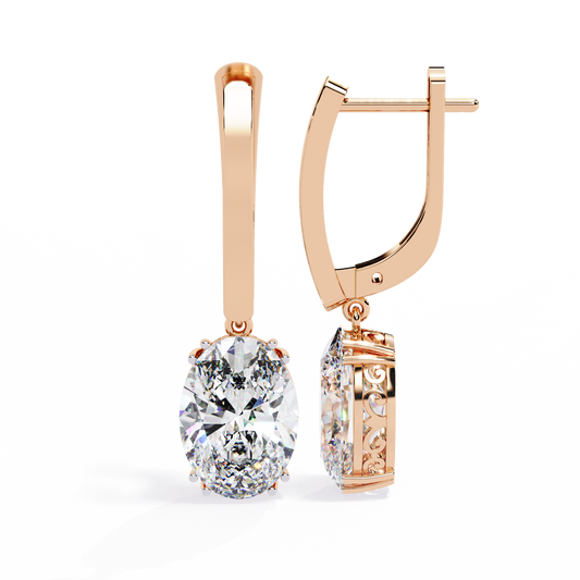 Luna Oval Solitaire Drop Lab Grown Diamond Earrings