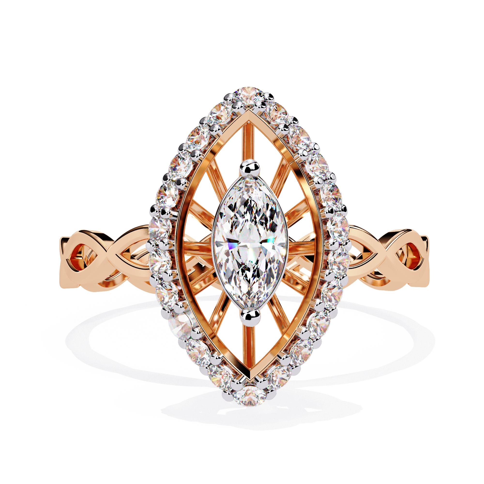 Marquise Cut Infinity Halo Lab Grown Diamond Ring