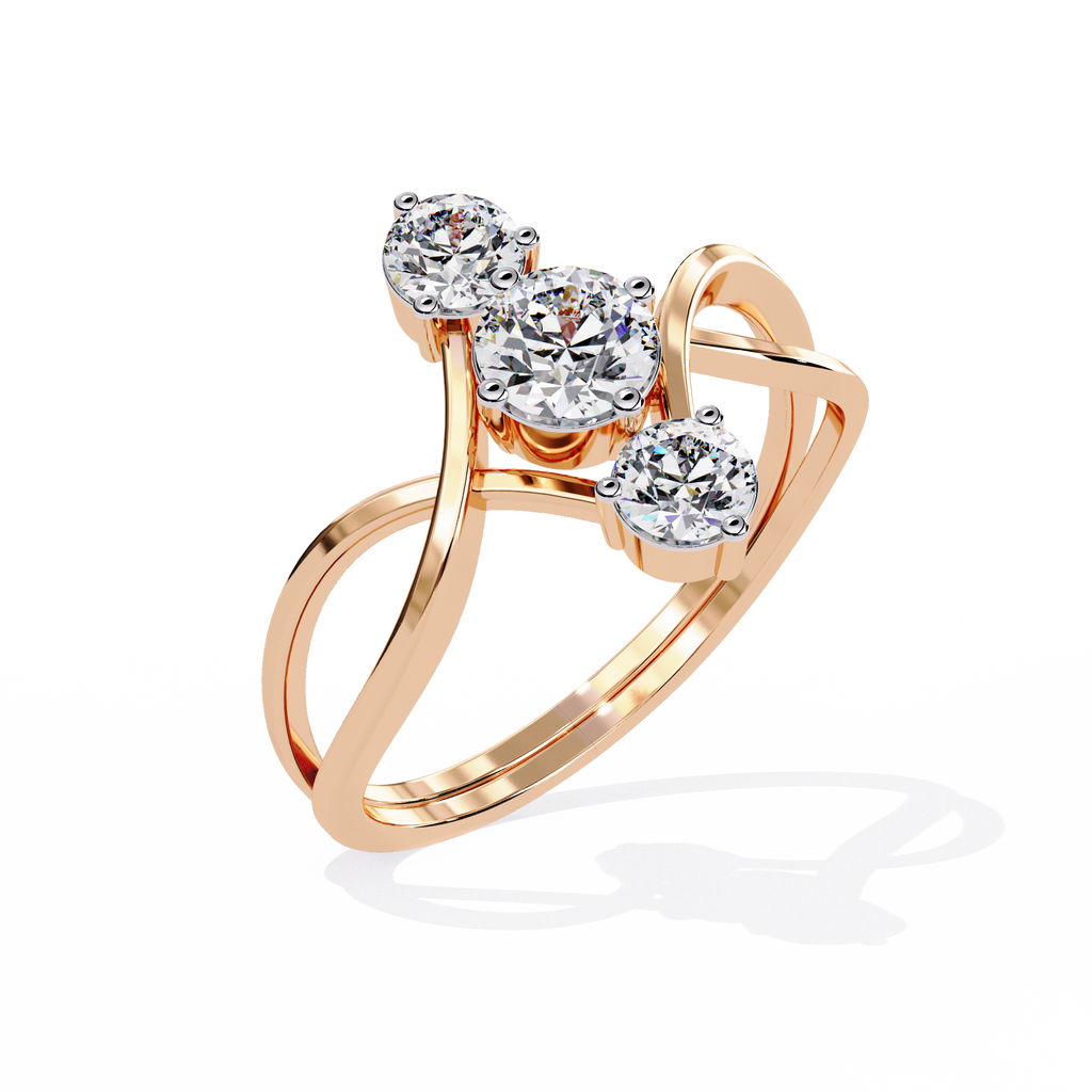 Modern Three Stone Lab Grown Diamond Ring