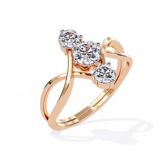 Modern Three Stone Lab Grown Diamond Ring