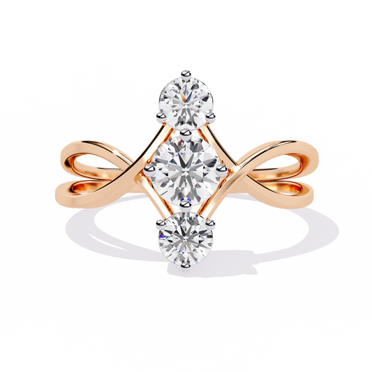 Modern Three Stone Lab Grown Diamond Ring