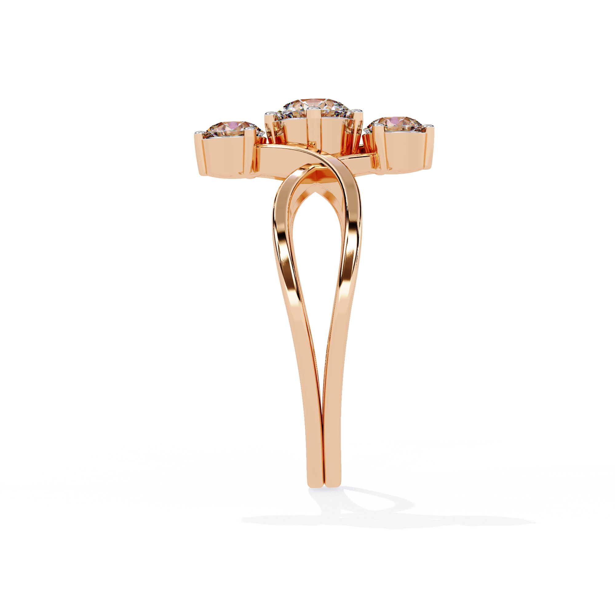 Modern Three Stone Lab Grown Diamond Ring