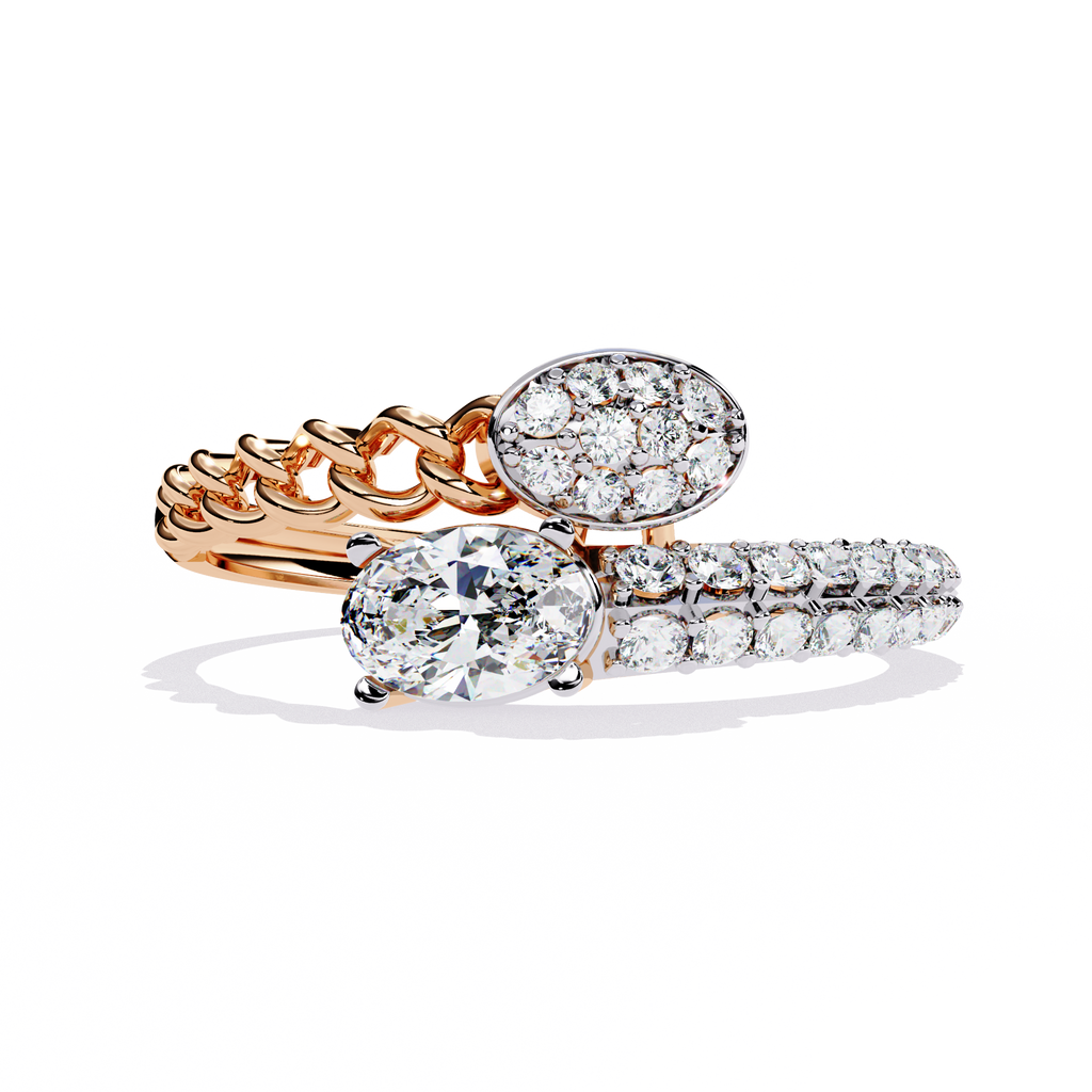 Oval Cut Chain Crossover Lab Grown Diamond Ring