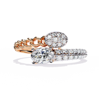 Oval Cut Chain Crossover Lab Grown Diamond Ring