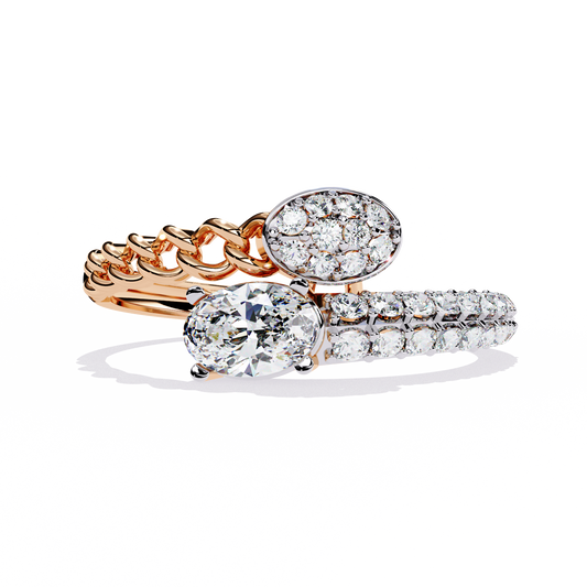 Oval Cut Chain Crossover Lab Grown Diamond Ring