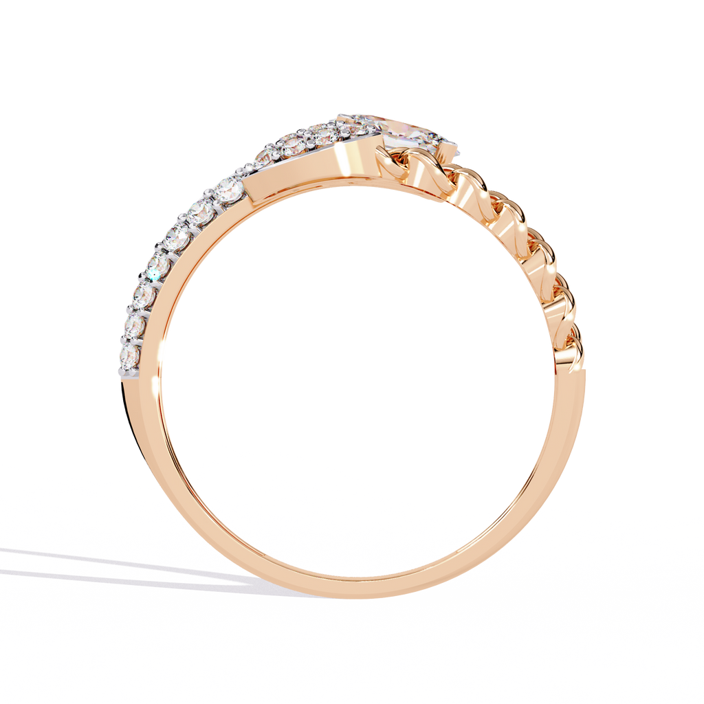Oval Cut Chain Crossover Lab Grown Diamond Ring