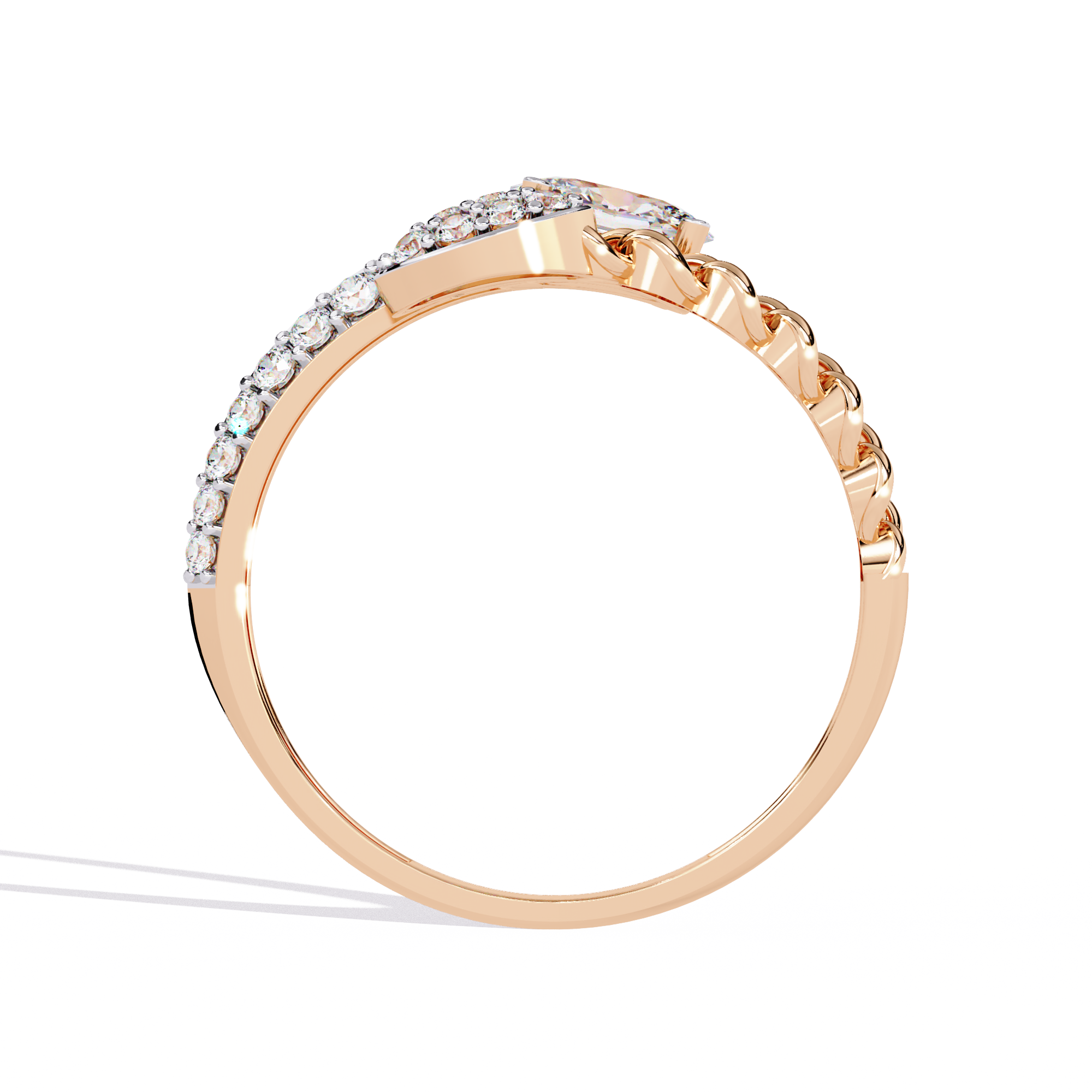 Oval Cut Chain Crossover Lab Grown Diamond Ring