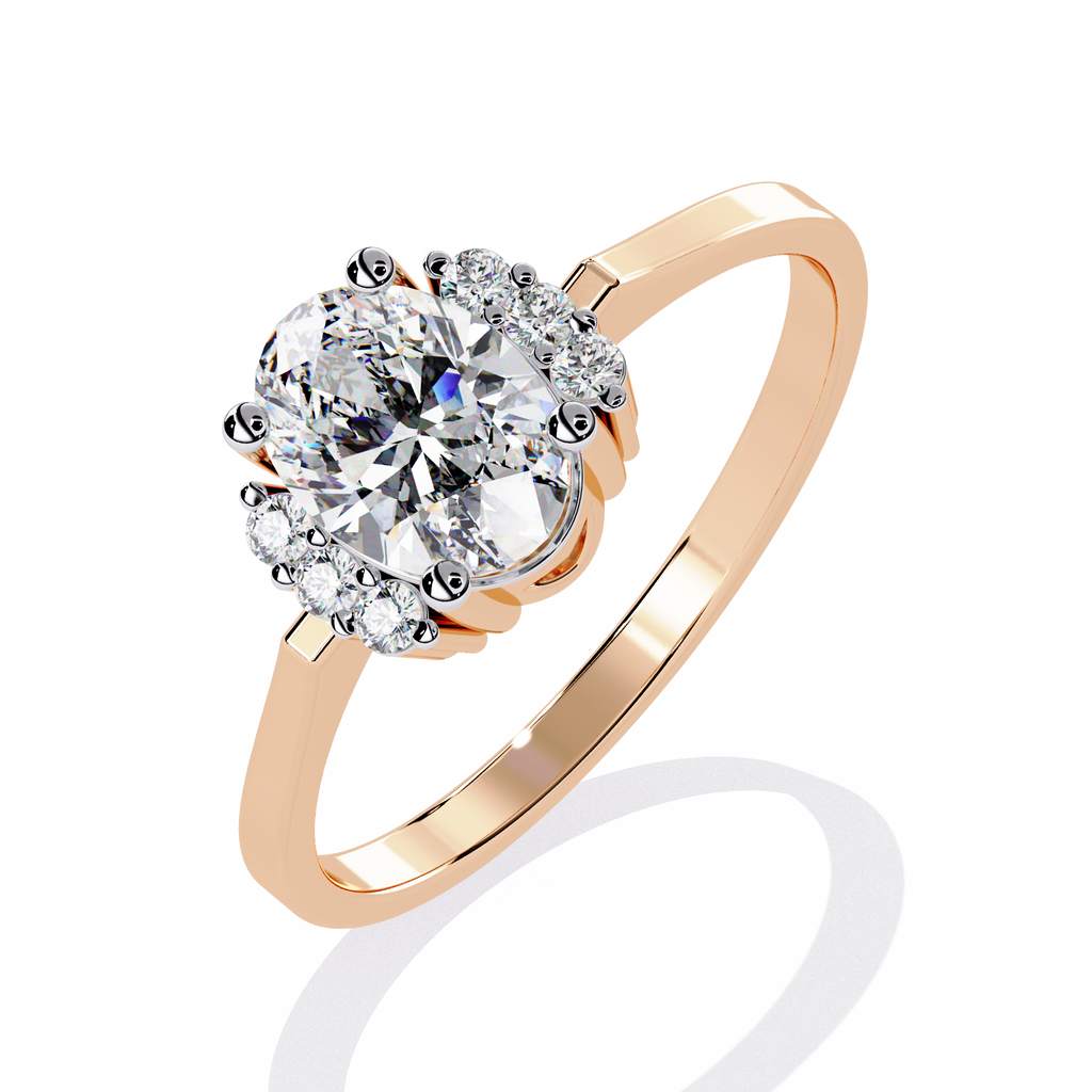 Oval Cut Side Cluster Lab Grown Diamond Ring