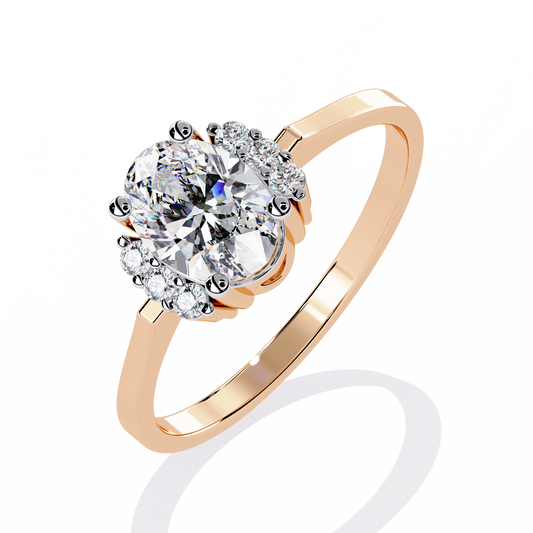 Oval Cut Side Cluster Lab Grown Diamond Ring