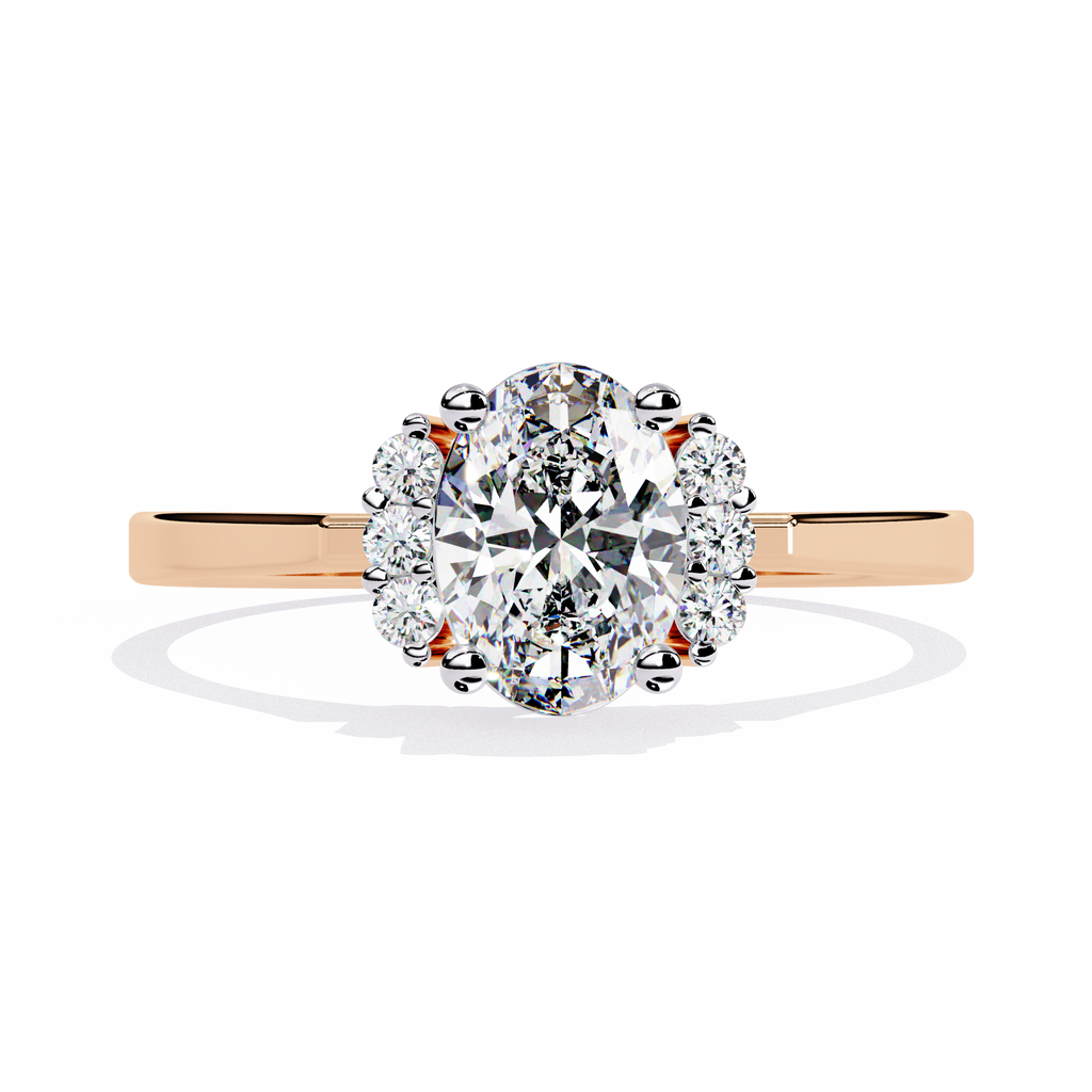 Oval Cut Side Cluster Lab Grown Diamond Ring