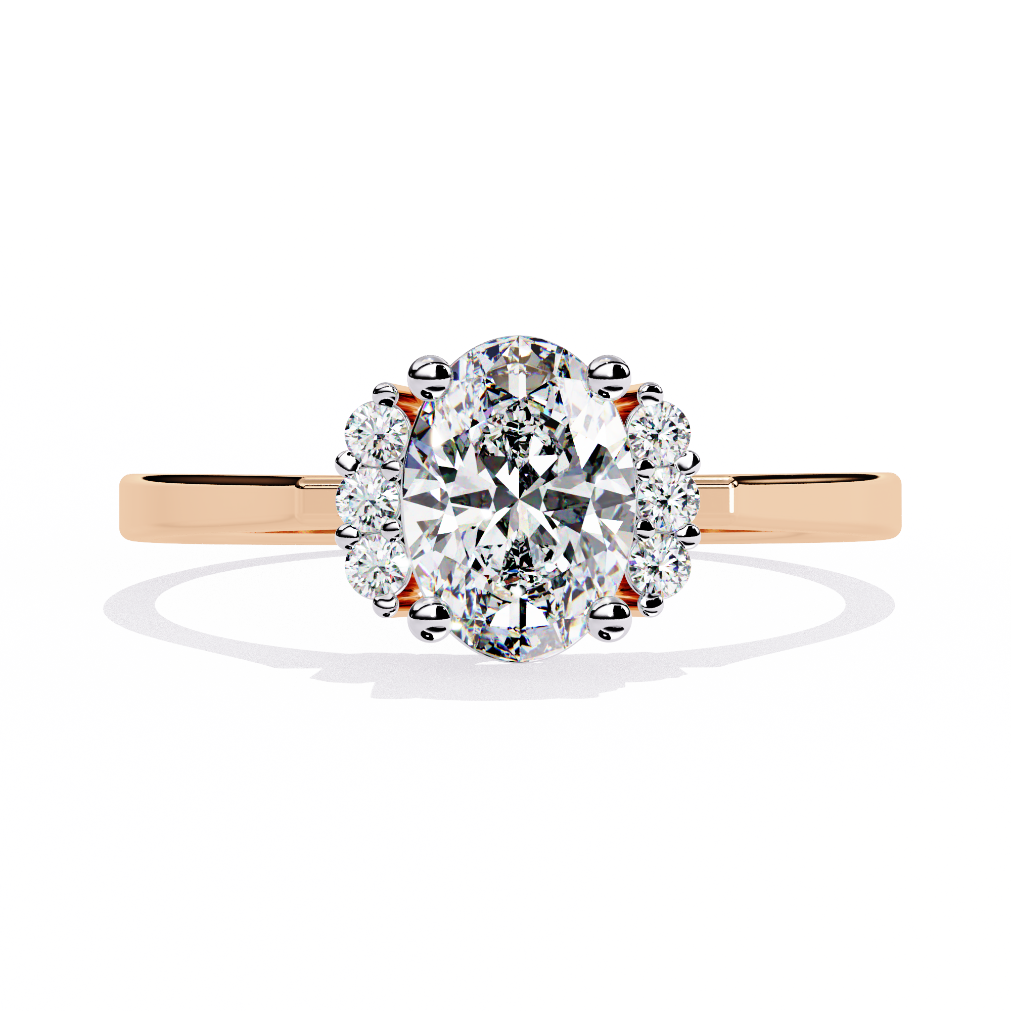 Oval Cut Side Cluster Lab Grown Diamond Ring