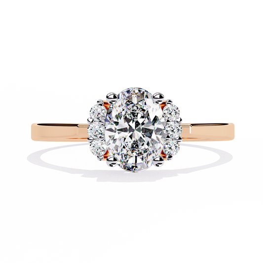 Oval Cut Side Cluster Lab Grown Diamond Ring