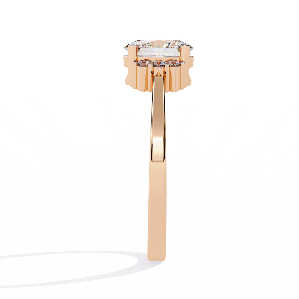 Oval Cut Side Cluster Lab Grown Diamond Ring