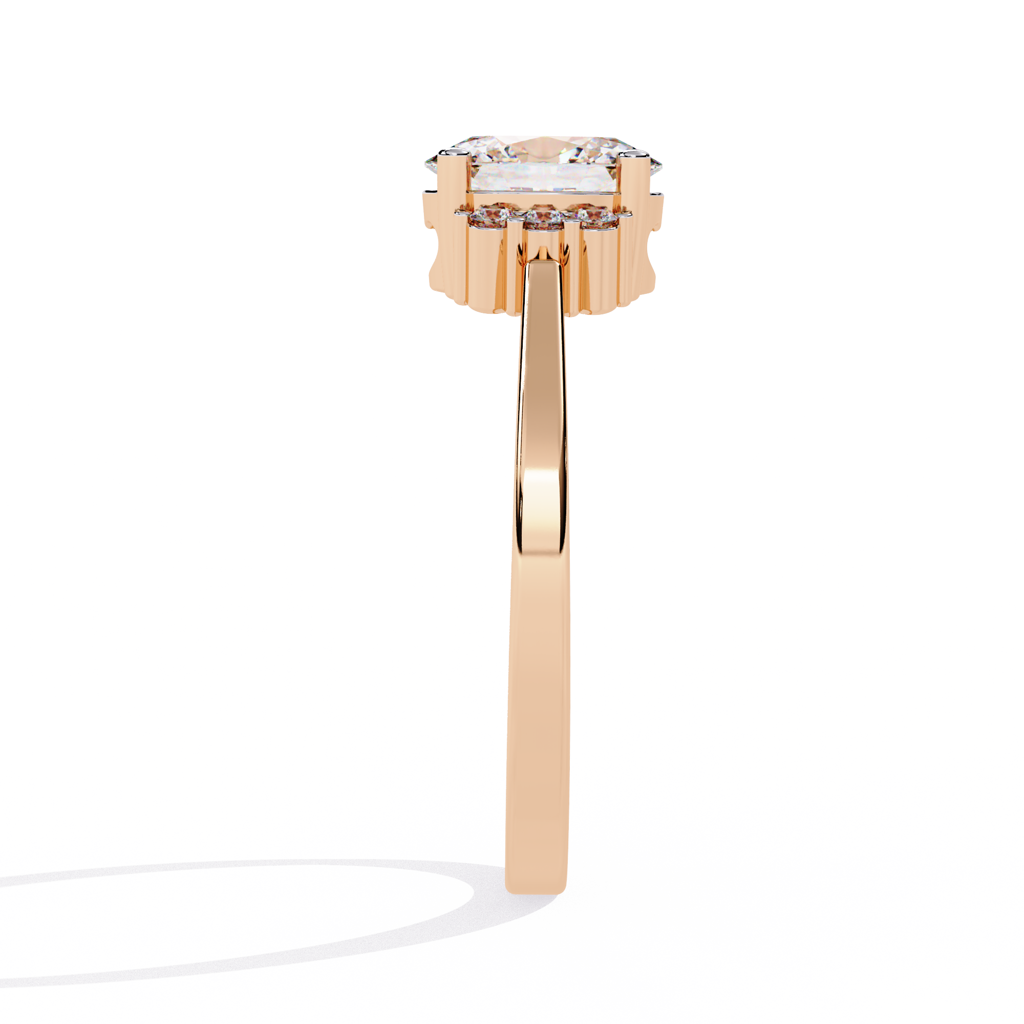 Oval Cut Side Cluster Lab Grown Diamond Ring