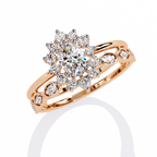 Oval Cut Starburst Halo Lab Grown Diamond Ring