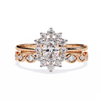 Oval Cut Starburst Halo Lab Grown Diamond Ring