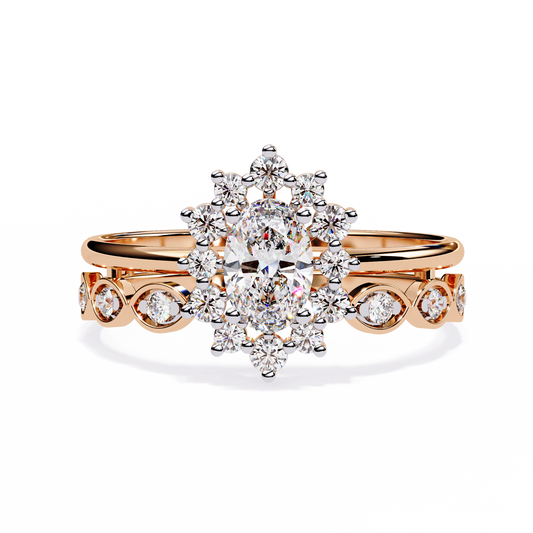Oval Cut Starburst Halo Lab Grown Diamond Ring