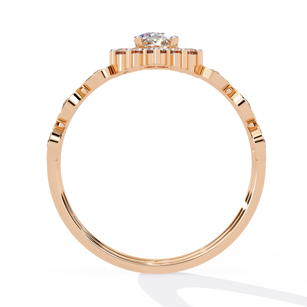 Oval Cut Starburst Halo Lab Grown Diamond Ring