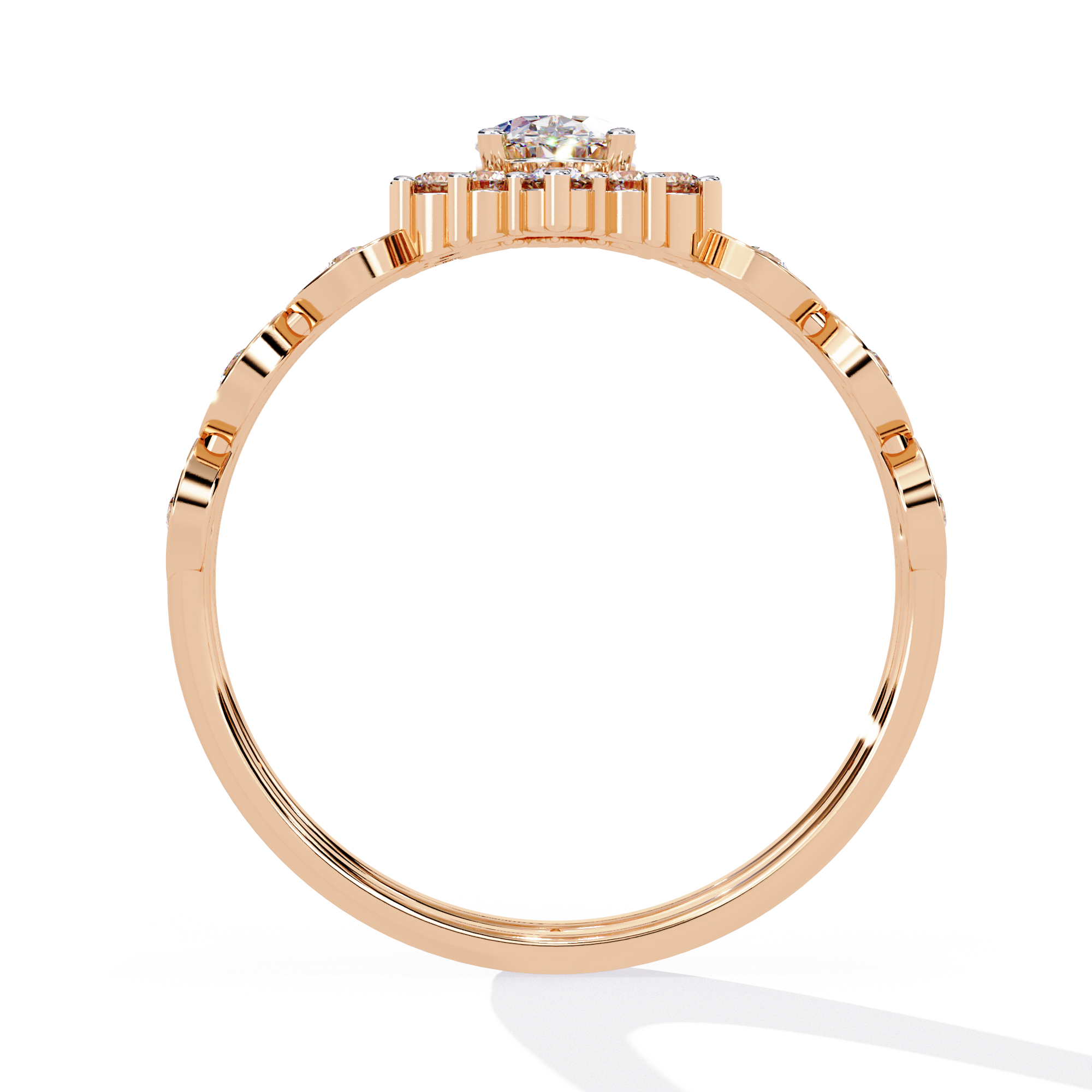 Oval Cut Starburst Halo Lab Grown Diamond Ring