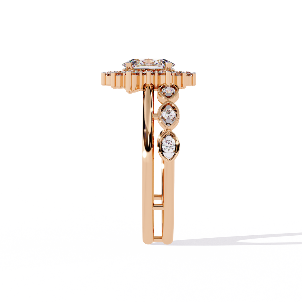 Oval Cut Starburst Halo Lab Grown Diamond Ring
