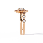 Oval Cut Starburst Halo Lab Grown Diamond Ring