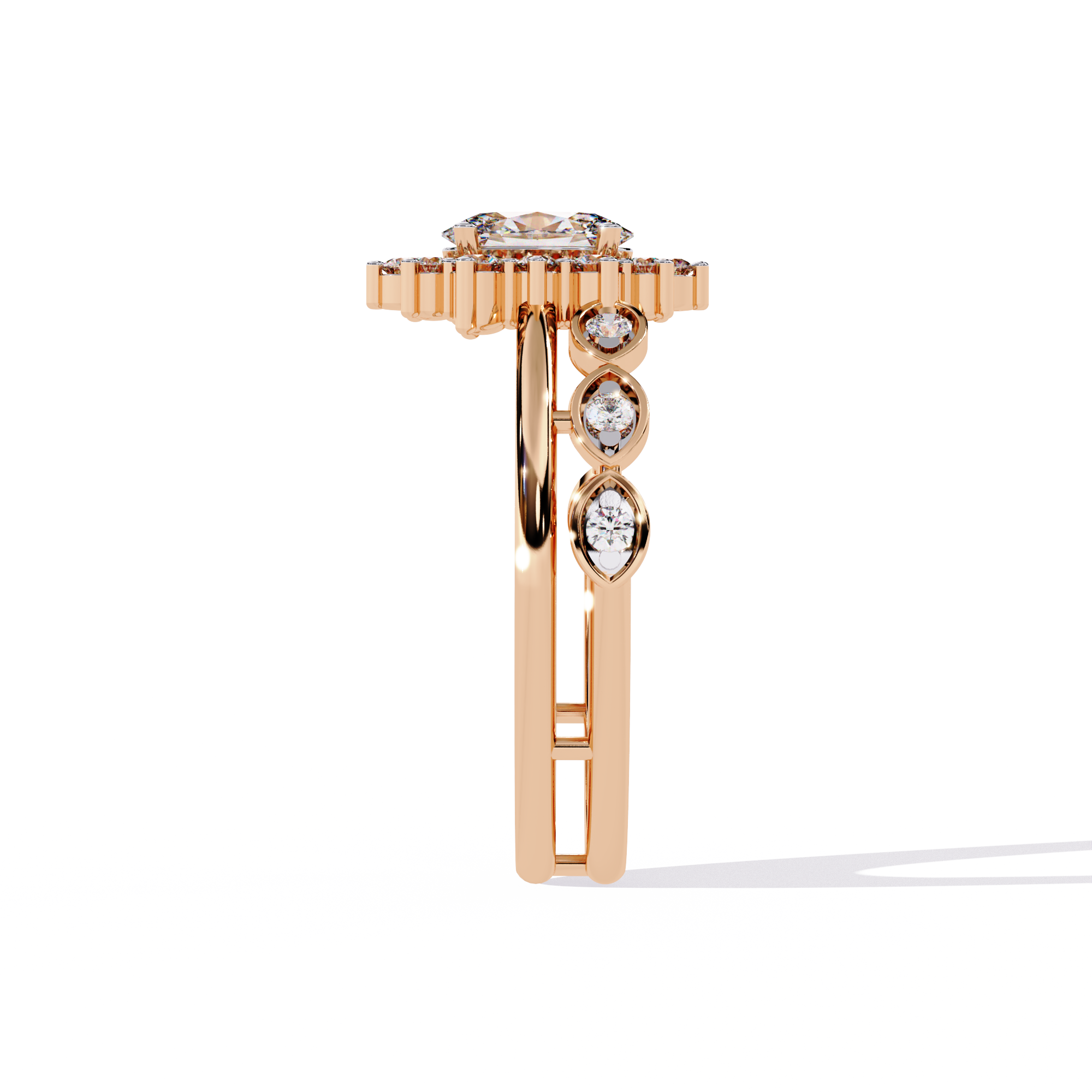 Oval Cut Starburst Halo Lab Grown Diamond Ring