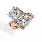 Oval Cut Toi et Moi Crossover Lab Grown Diamond Ring