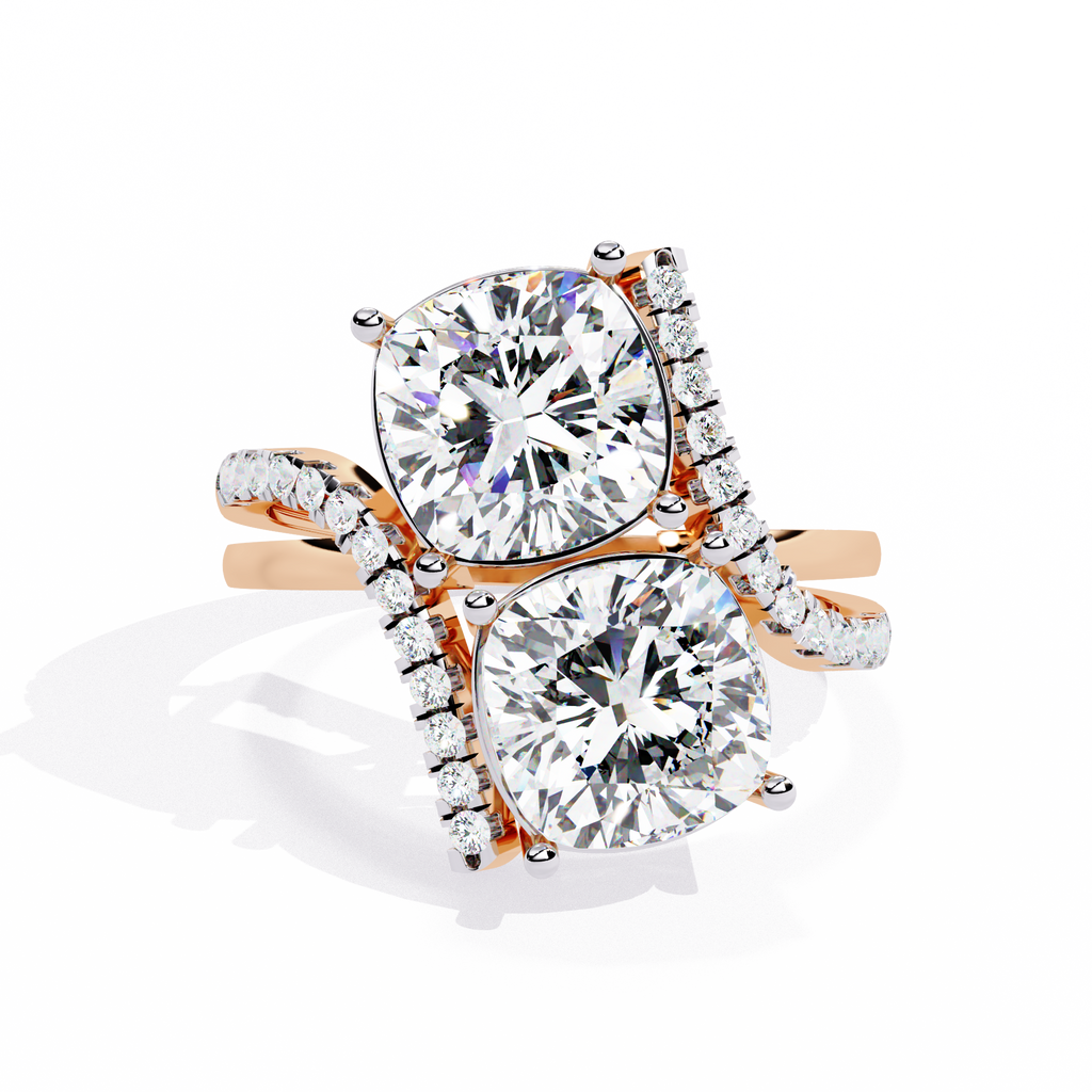 Oval Cut Toi et Moi Crossover Lab Grown Diamond Ring