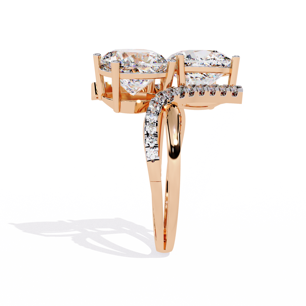 Oval Cut Toi et Moi Crossover Lab Grown Diamond Ring