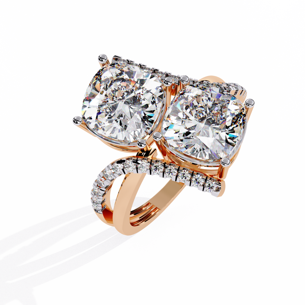 Oval Cut Toi et Moi Crossover Lab Grown Diamond Ring