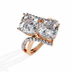 Oval Cut Toi et Moi Crossover Lab Grown Diamond Ring