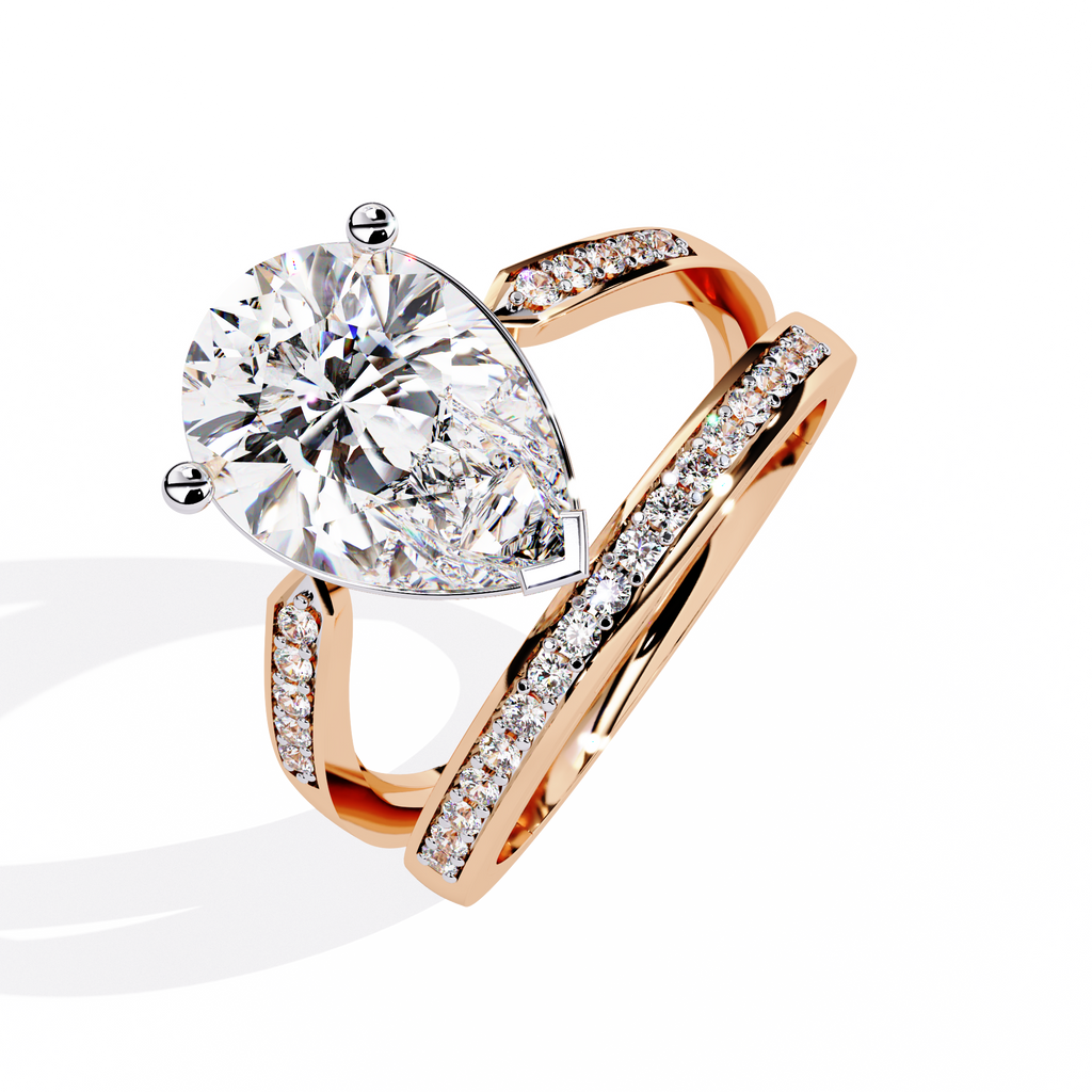 Pear Cut Double Band Lab Grown Diamond Ring