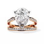 Pear Cut Double Band Lab Grown Diamond Ring