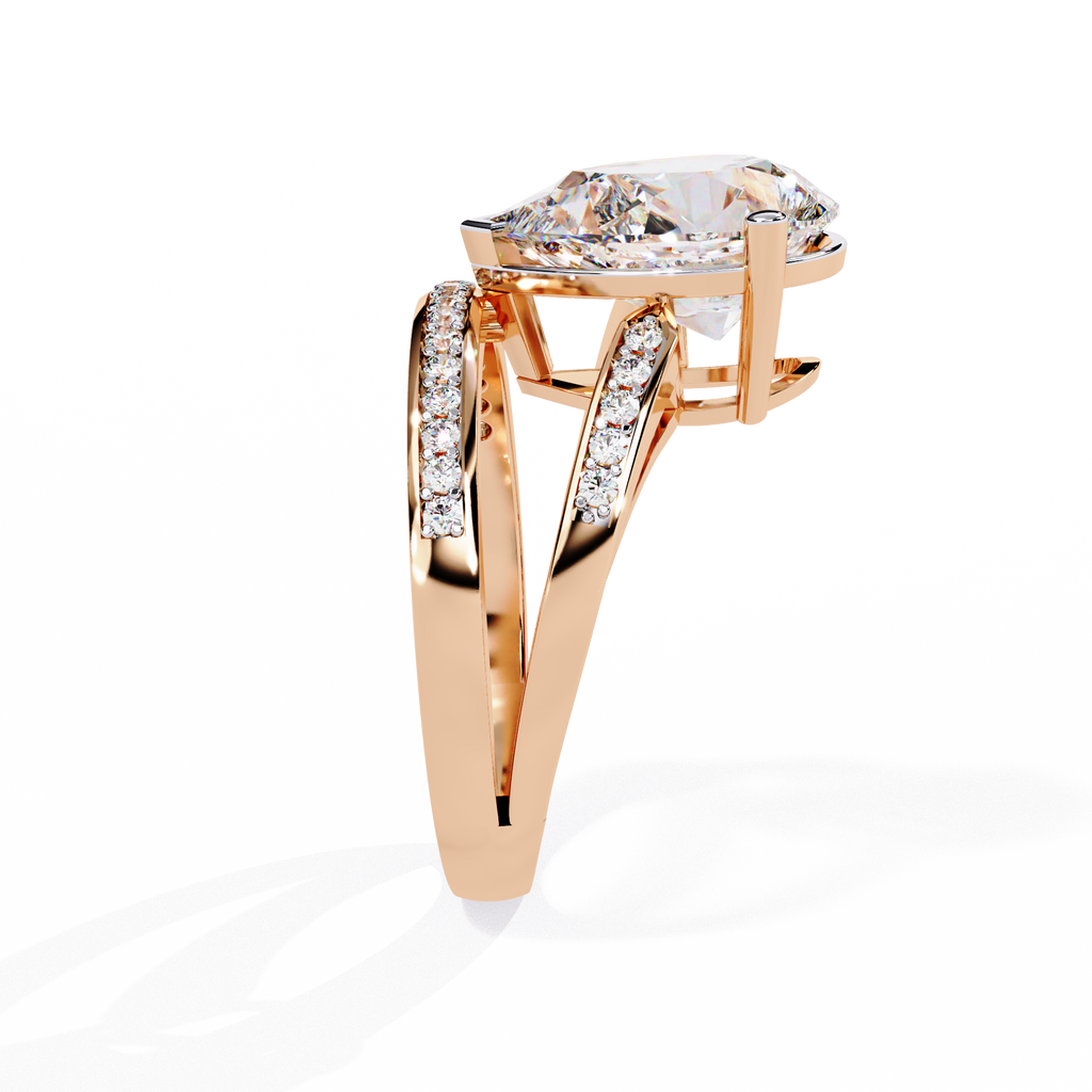 Pear Cut Double Band Lab Grown Diamond Ring