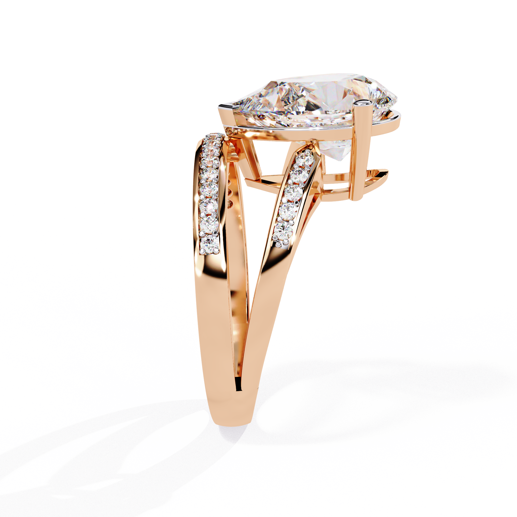 Pear Cut Double Band Lab Grown Diamond Ring