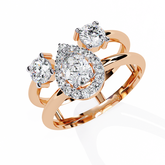 Pear Cut Halo Lab Grown Diamond Ring