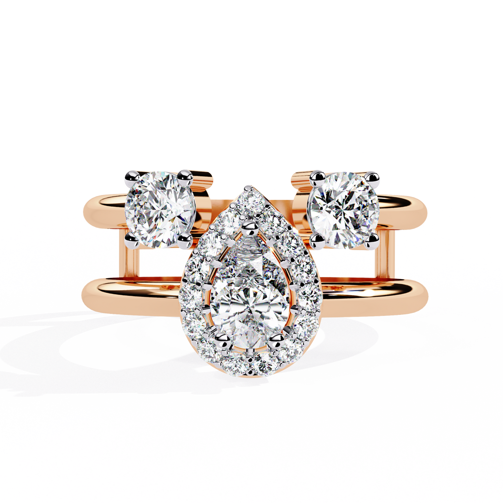 Pear Cut Halo Lab Grown Diamond Ring