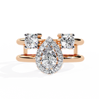 Pear Cut Halo Lab Grown Diamond Ring