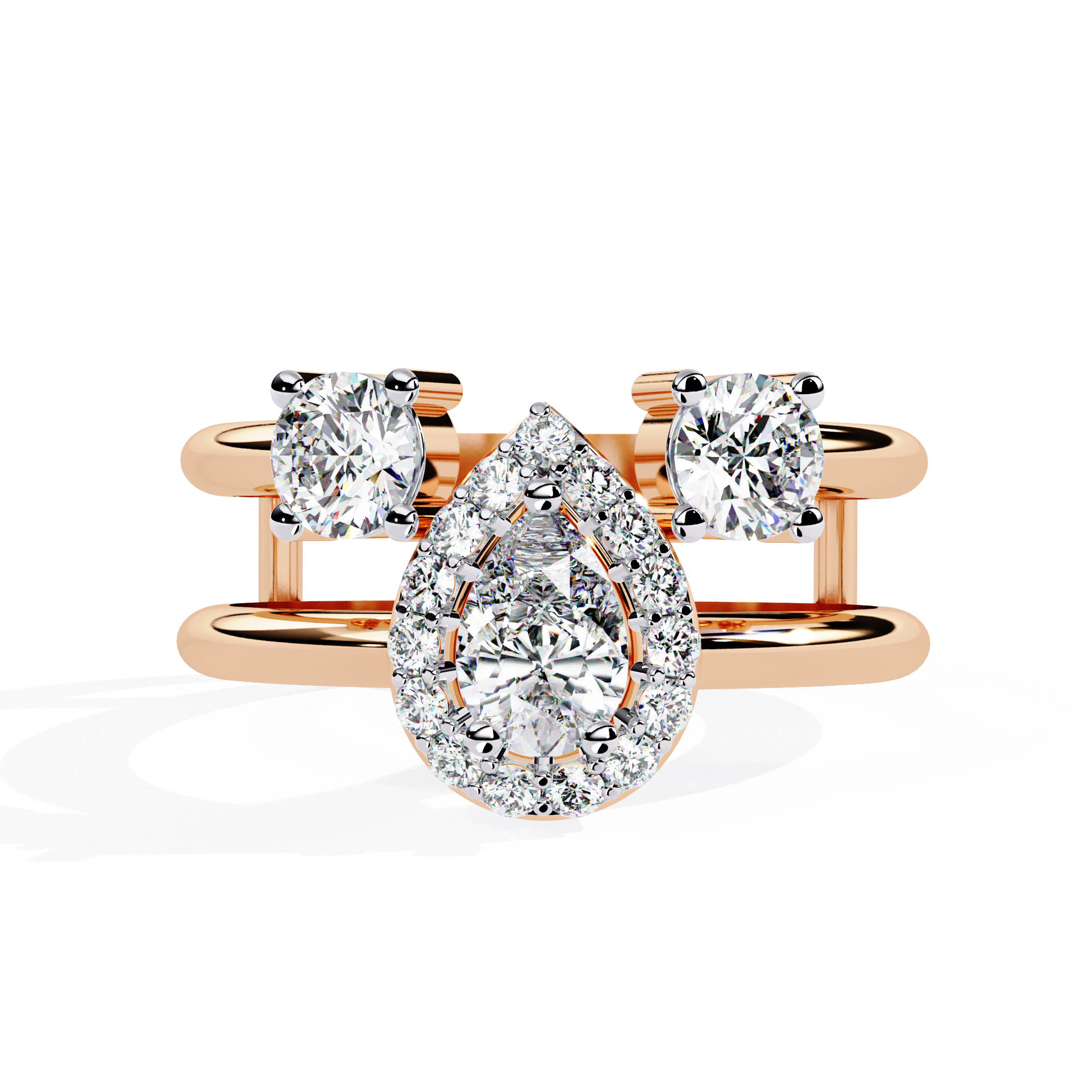 Pear Cut Halo Lab Grown Diamond Ring