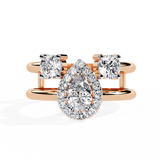 Pear Cut Halo Lab Grown Diamond Ring