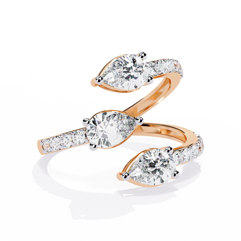Pear Cut Spiral Lab Grown Diamond Ring