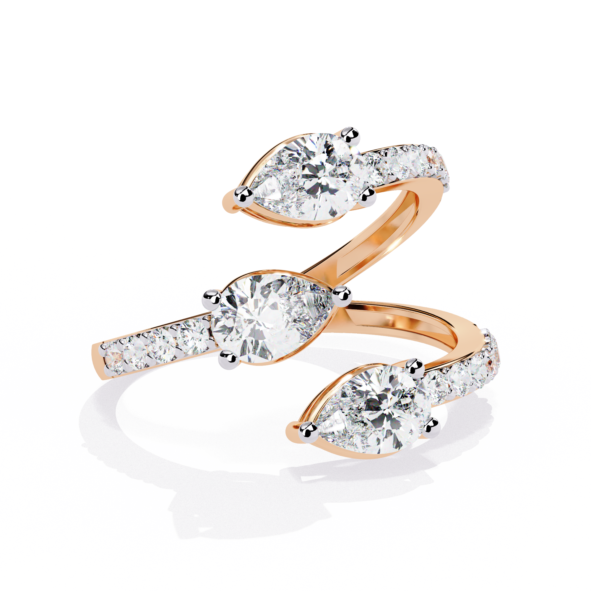 Pear Cut Spiral Lab Grown Diamond Ring