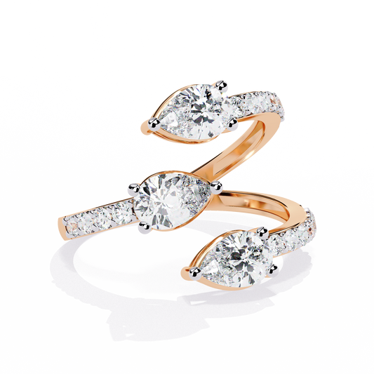 Pear Cut Spiral Lab Grown Diamond Ring