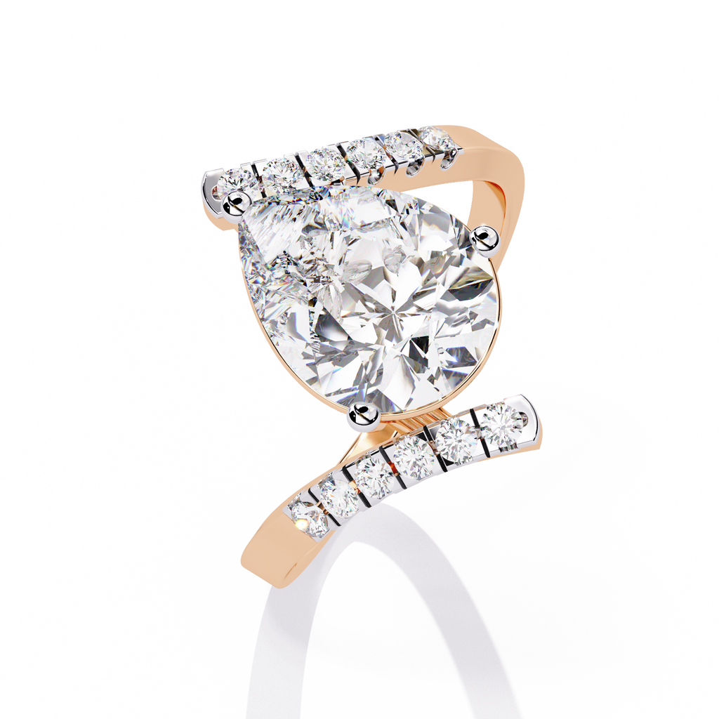 Pear Cut Split Band Lab Grown Diamond Ring