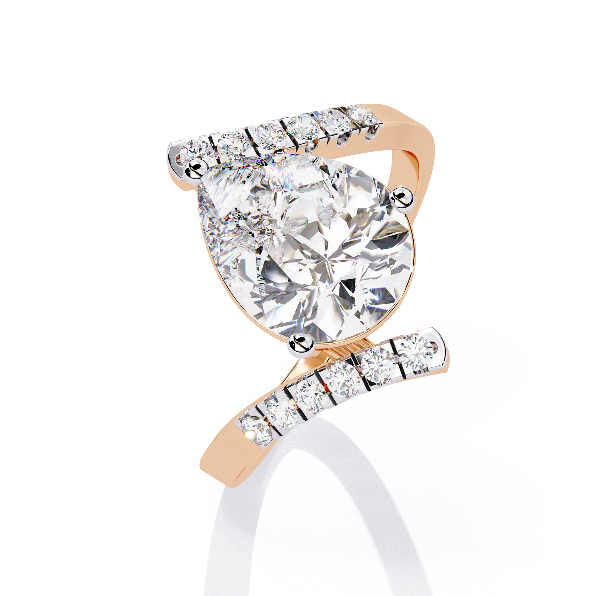 Pear Cut Split Band Lab Grown Diamond Ring