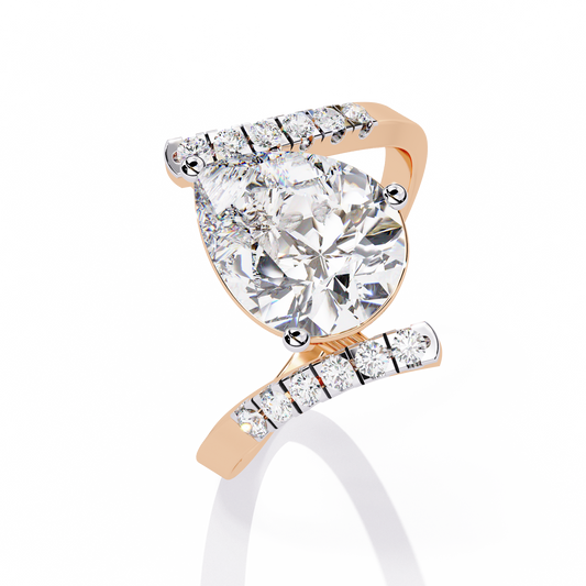 Pear Cut Split Band Lab Grown Diamond Ring