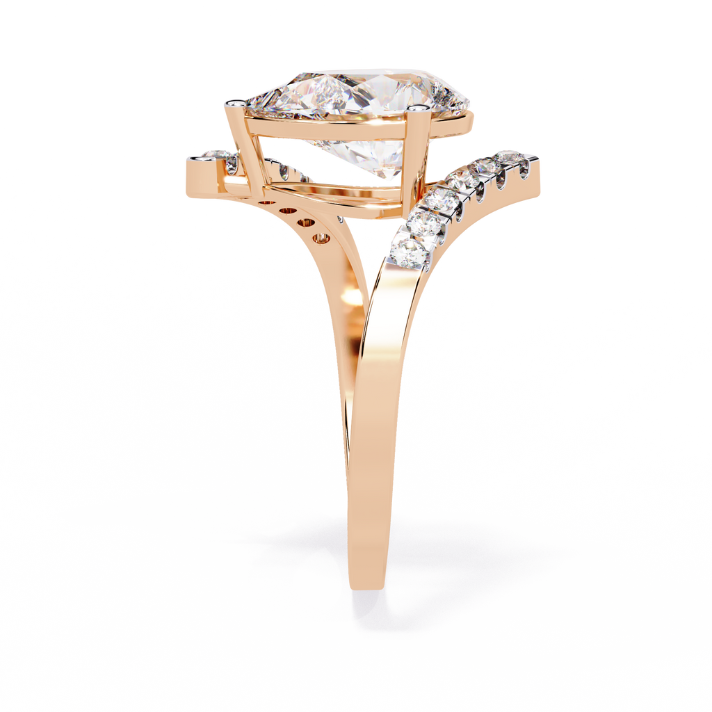 Pear Cut Split Band Lab Grown Diamond Ring