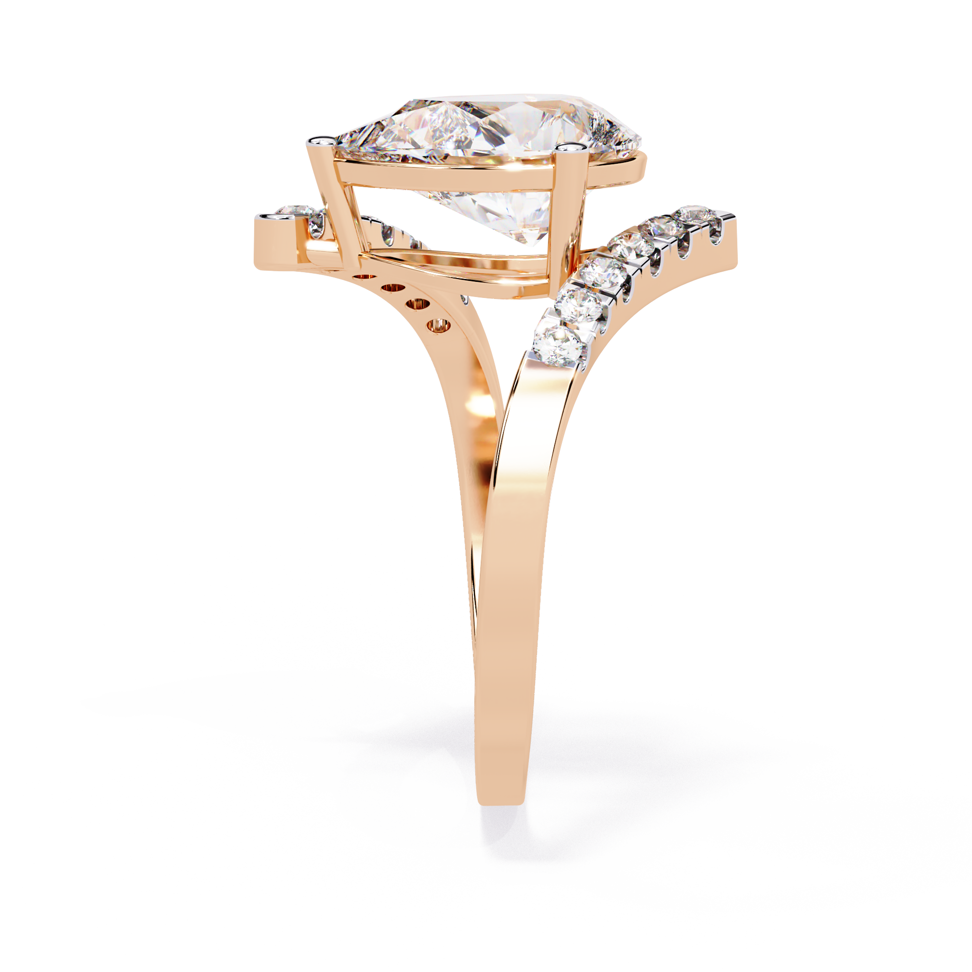 Pear Cut Split Band Lab Grown Diamond Ring