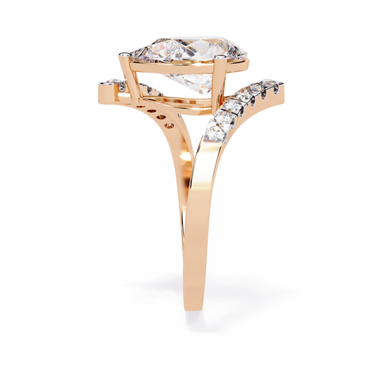 Pear Cut Split Band Lab Grown Diamond Ring