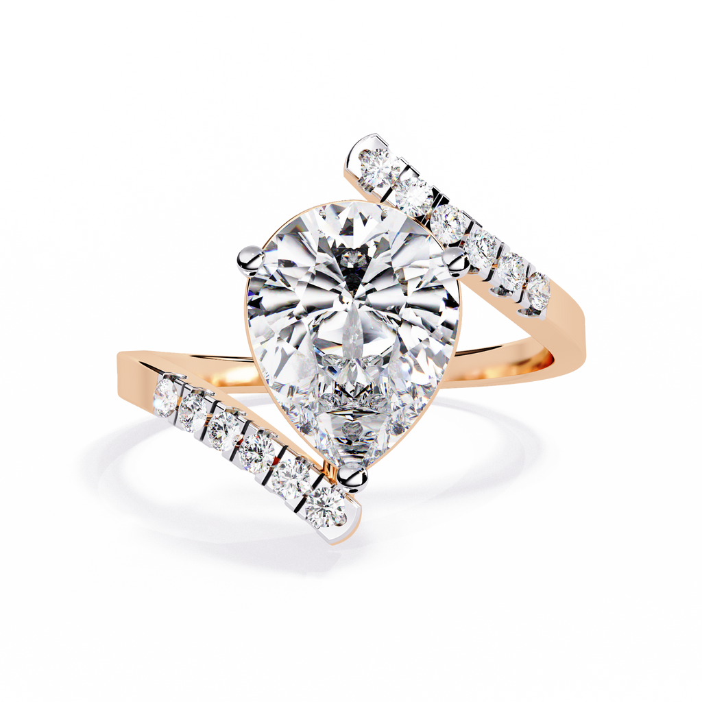 Pear Cut Split Band Lab Grown Diamond Ring